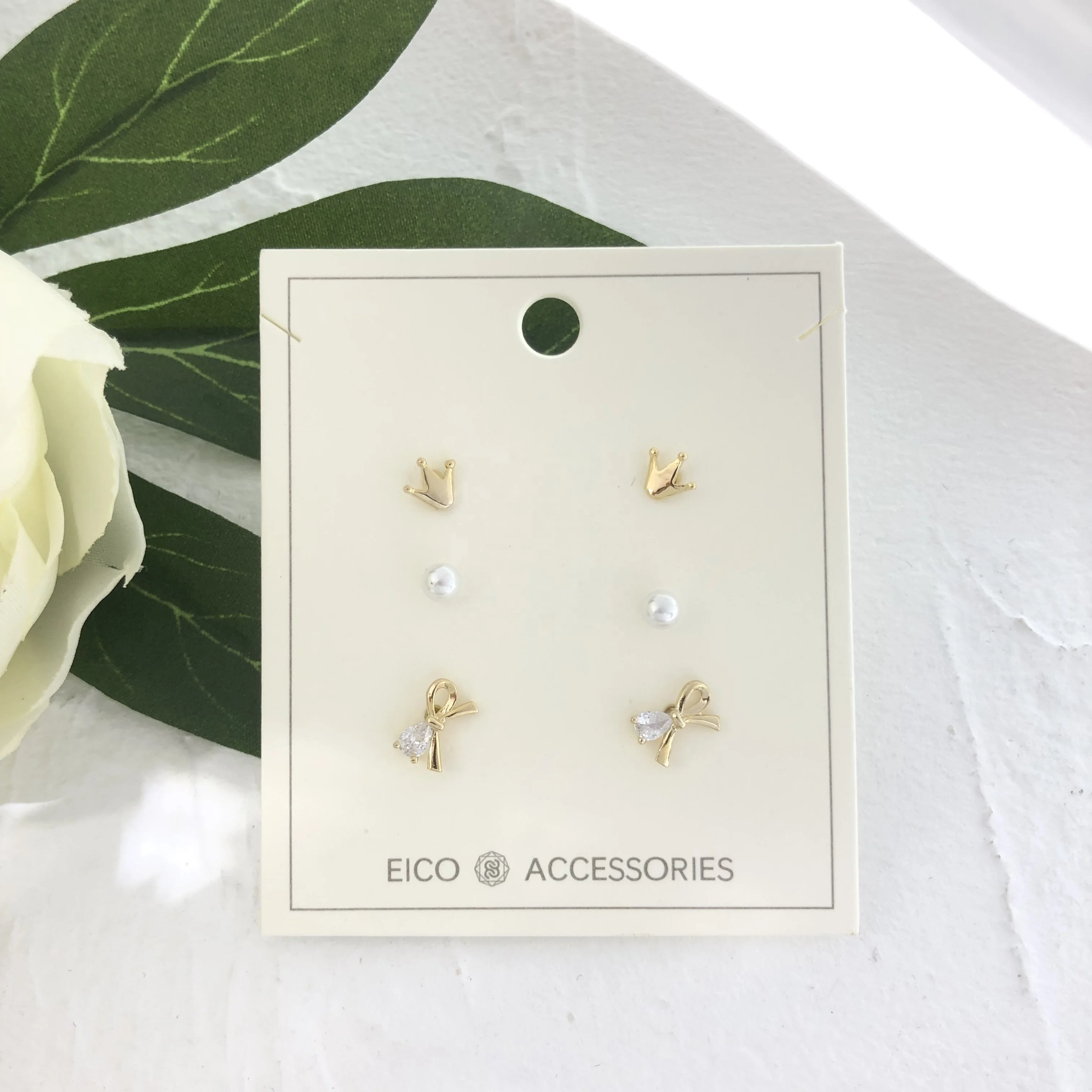 

Eico New arrival fruit animal cz butterfly needle three pair women fashion earring set