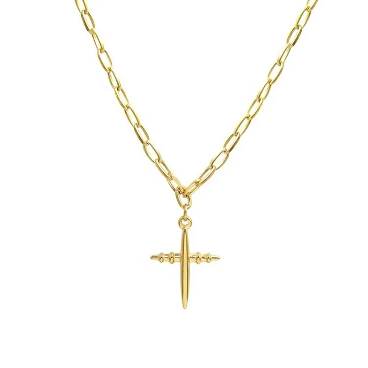 

Professional Design Personalized Gold Plated Cross Necklace Pendant Stainless Steel Women, Customized color