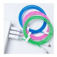 

hot sell mobile phone flowing light flash light led charging cable for iphone for samsung for usb type c charge cable