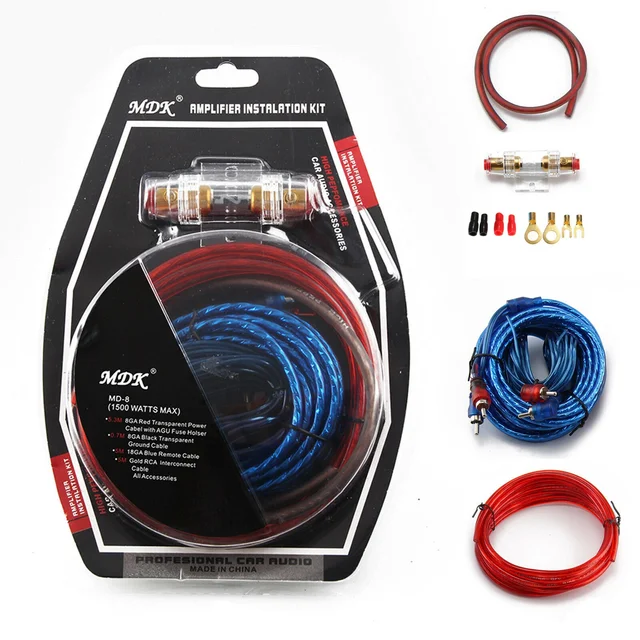 universal auto car amplifier wiring kit audio subwoofer rca power cable fuse set