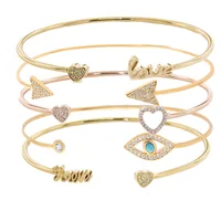 

Fashion hot sale simple set diamond Fatima palm thin charm bracelets, letter women men bracelet, design bracelets bangles