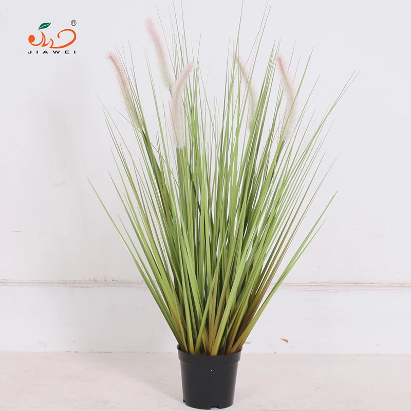 

Mini Plastic Modern Natural Artificial Green Onion Grass Bonsai Plant With Black Pot