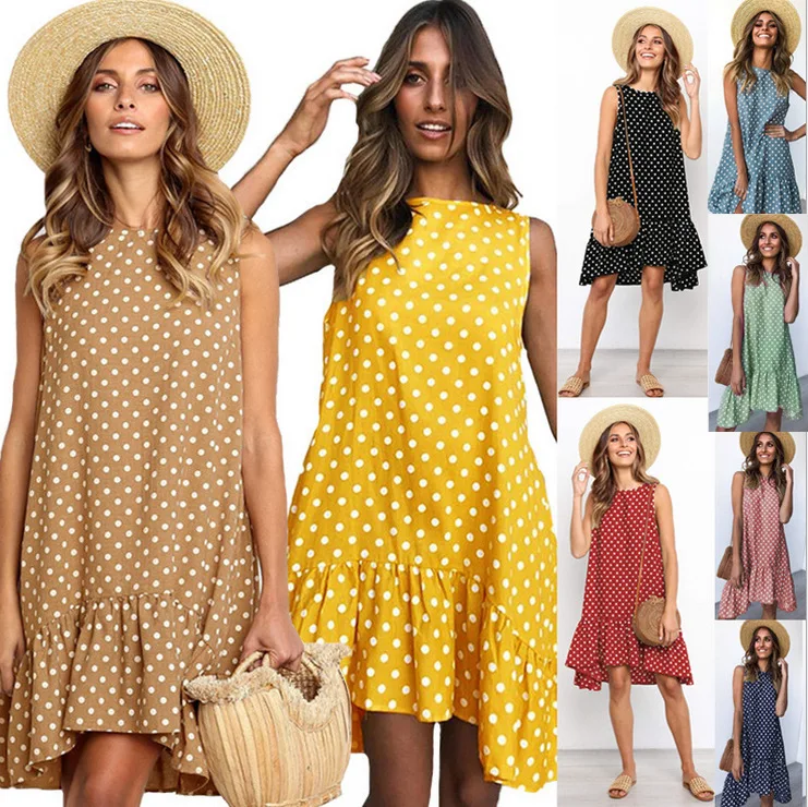 

2021 boho dress Ruffle Irregular Round Neck Plus Size Casual free size beach dress Mini Boho Dresses Women Summer clothing, Colorful