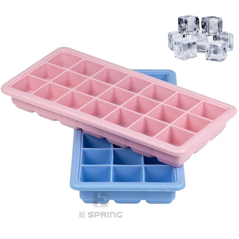 

Eco-friendly In Stock silicone 21 Cubes Ice Cream Tools Ice Cube Trays Flexible Silicone Ice Mold with Lid, According to pantone color