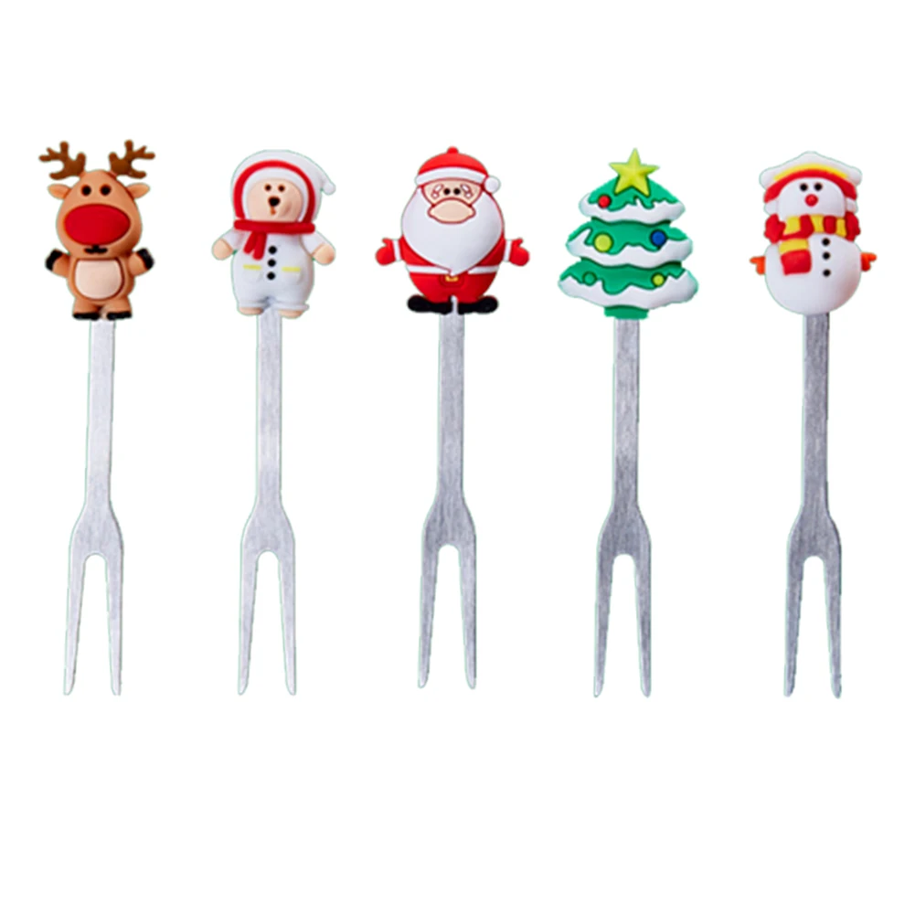 

High Quality Medium Fruit Cake Dessert Disposable Plastic Fork, Any color can be customized silicone mini fruit fork