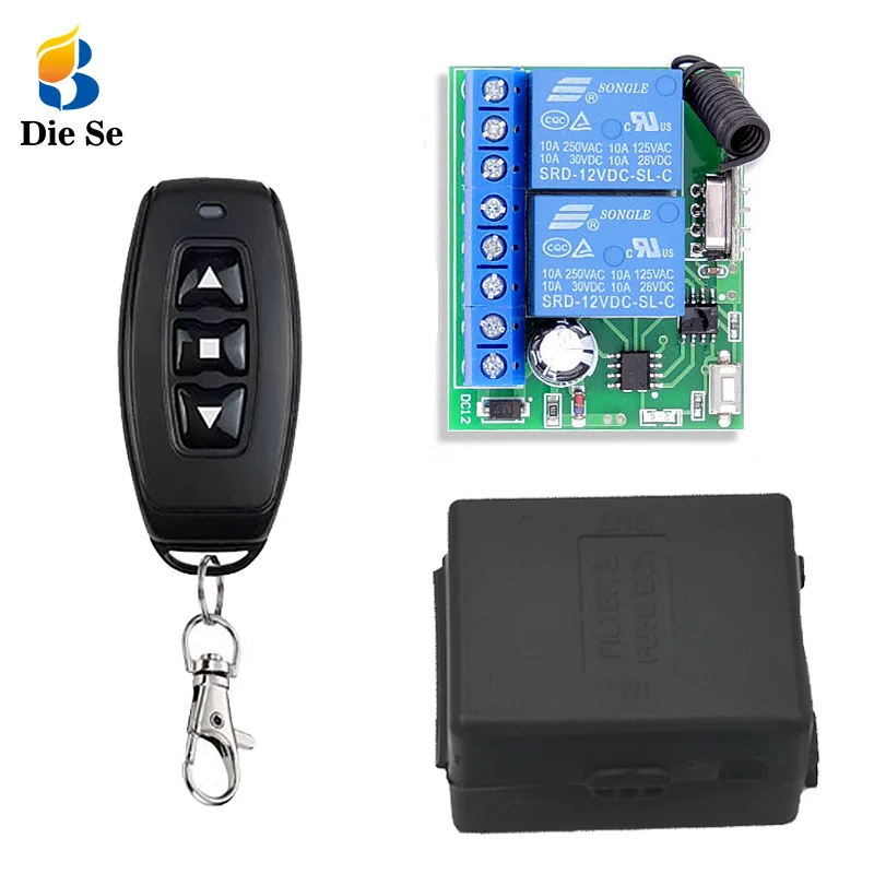 

RF 433Mhz DC 12V 10A Relay 2CH Wireless RF Remote Control Switch Transmitter with Receiver
