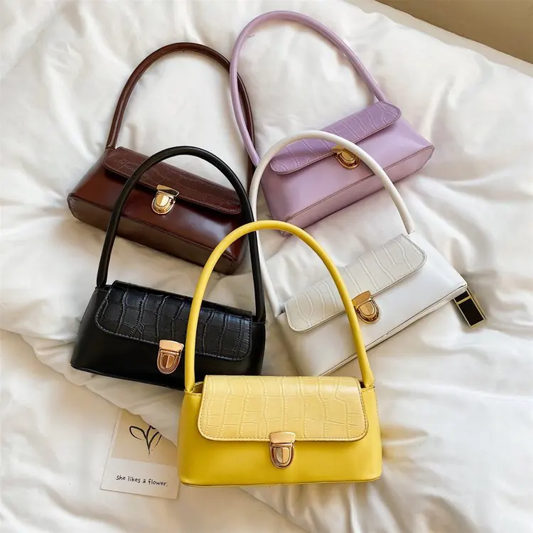 

2021 fashion designer vegan pu leather ladies crossbody single handbags vintage mini shoulder bag women, 5 colors