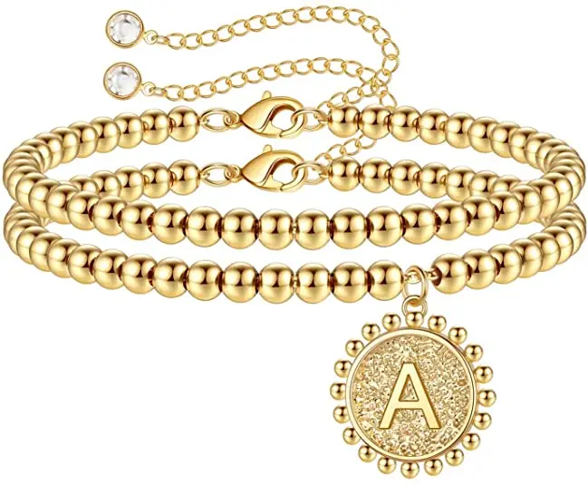 

Initial Gold Beaded Bracelets Layered Bead Bracelets Personalized Bracelets Girls Jewelry Gifts Dainty Jewelry for Women