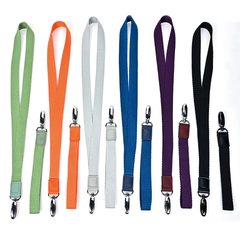 

2023 Popular Products Key Leather Lanyard Keychain Plain Soft Polyester Cotton Fabric Phone Case Patch Lanyard Neck Straps