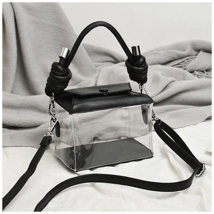 

2021 New Popular Women Simple Design Clear Solid Color Casual All-match Square Jelly Bag Cross-body Handbag, Customized color