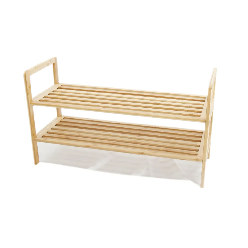 

Bamboo 2 tier flexible Shoe rack for bathroom