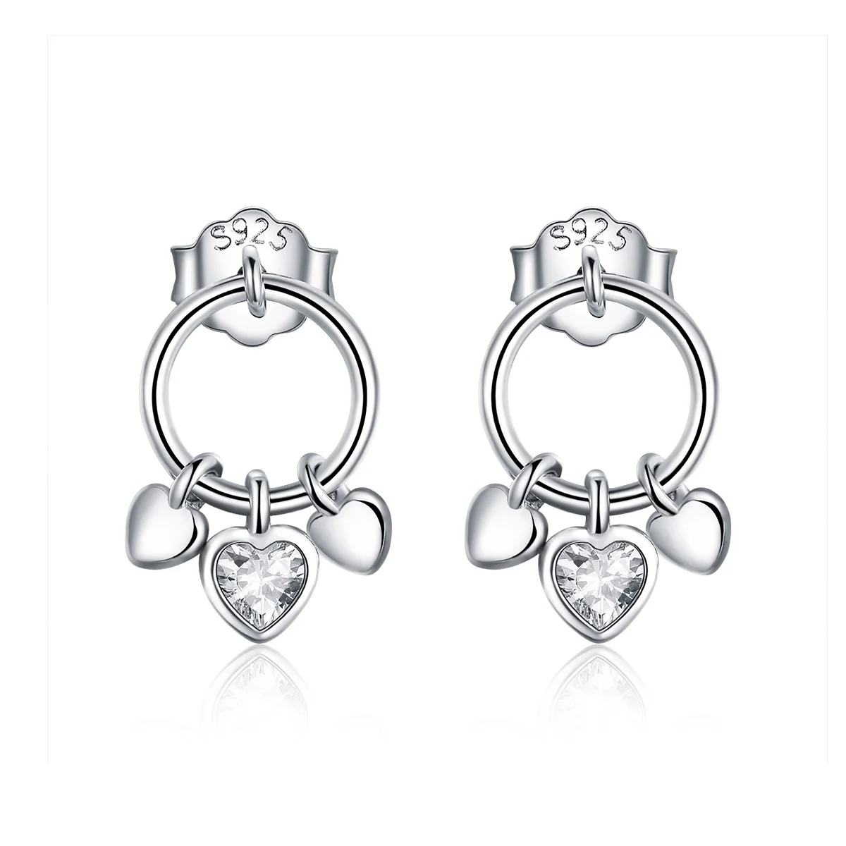 

2021 Wholesale Heart Stud Earrings 925 Sterling Silver Zircon Earrings Silver Jewelry
