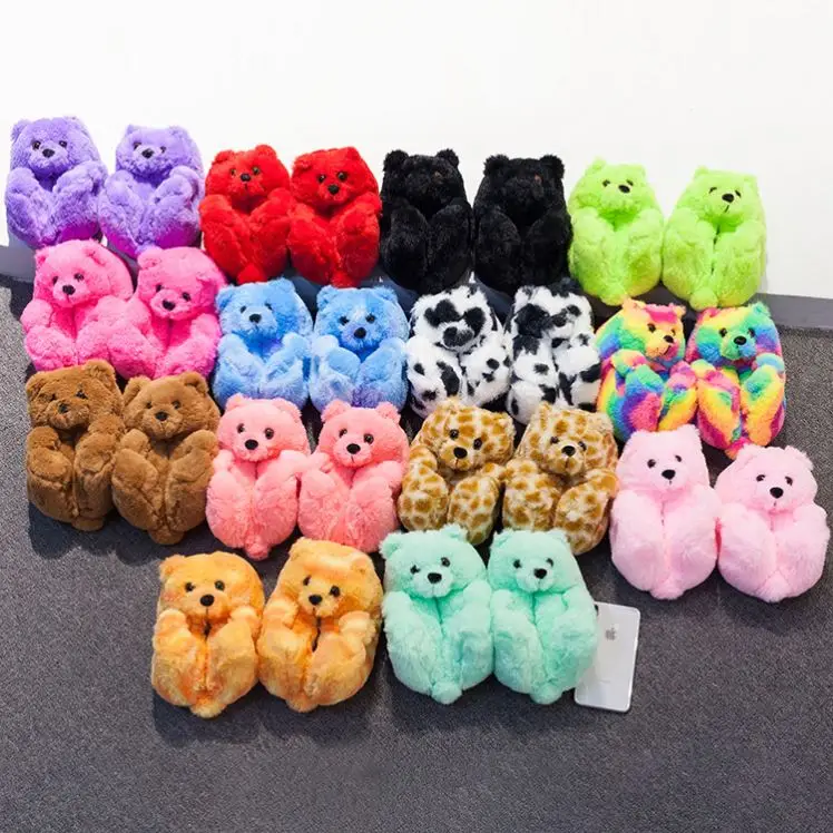 

2021 Soft Plush Teddy Bear Cotton Slippers Women Indoor Warm Slippers House Plush Winter Slipper, Picture
