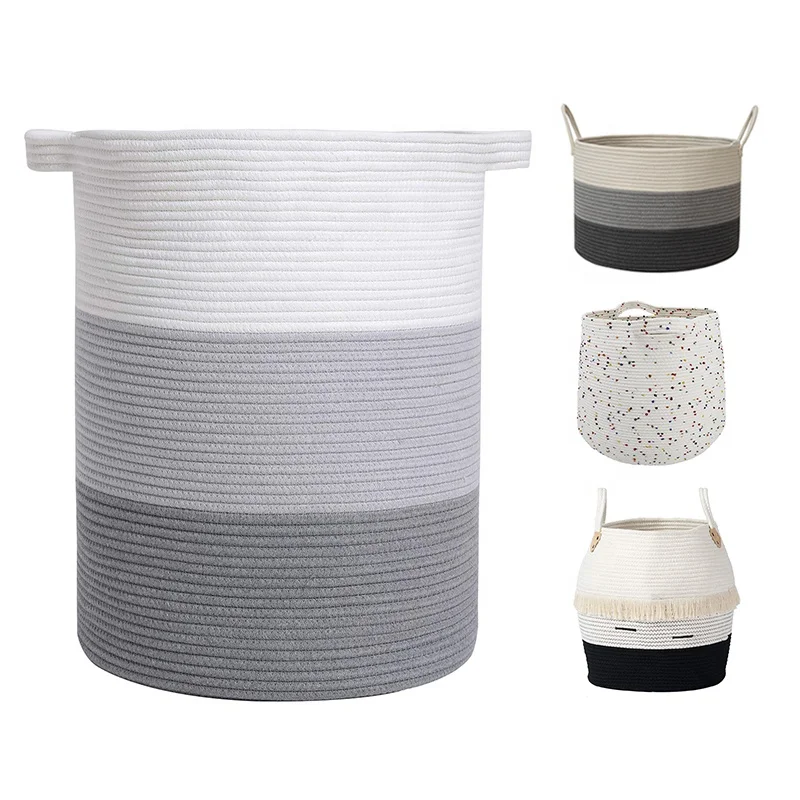 

KUYUE Large round woven cotton rope basket, Customizable