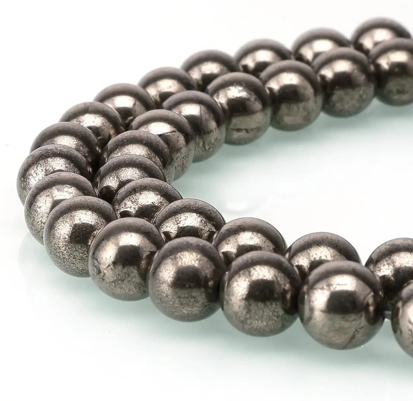 

Natural Pyrite Gemstone 8mm Smooth Round Loose 50pcs Beads 1 Strand for Bracelet Necklace Earrings Jewelry Making