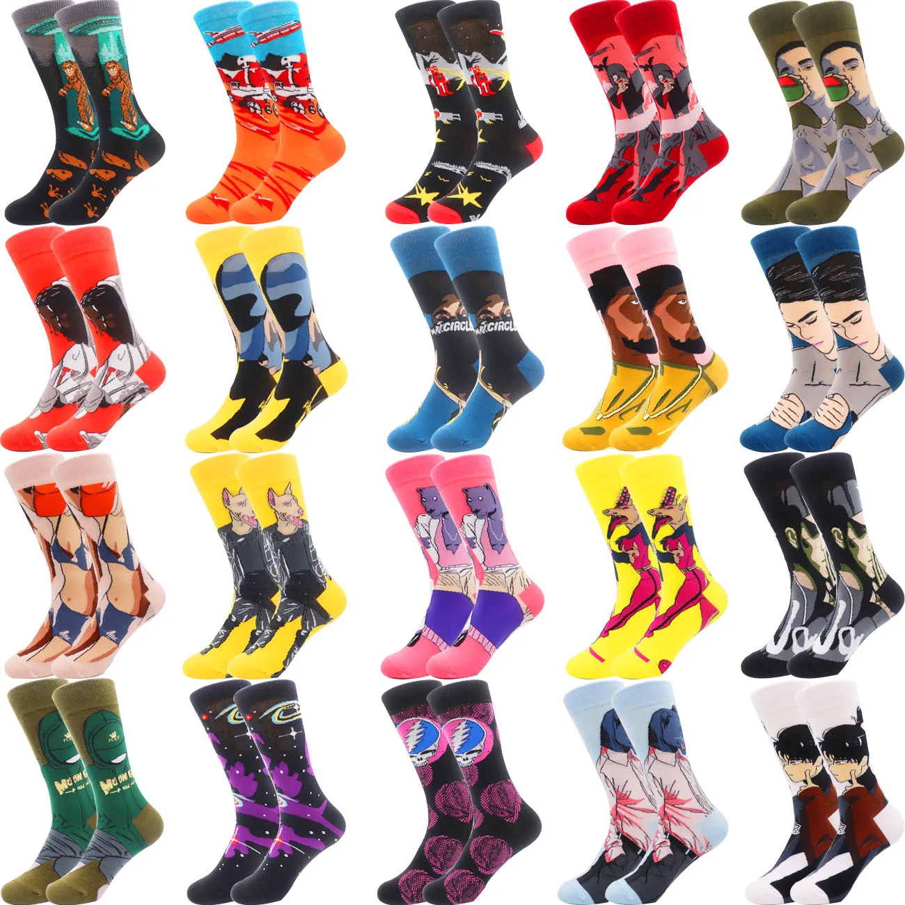 

2021 Funny Happy Comics Cartoon Men Rabbit Cotton Calcetines Dibujos Animados Customized Tube Crew Character Ankle Anime Socks, Accept customized colours