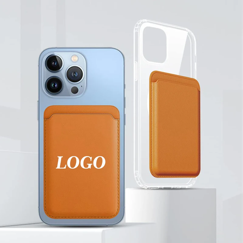 

Custom Brand Logo Original Magnetic PU Leather Mag Safe Card Wallet Holder In Mobile Bag Case For Apple Iphone 11 12 13 Pro Max, Customized color