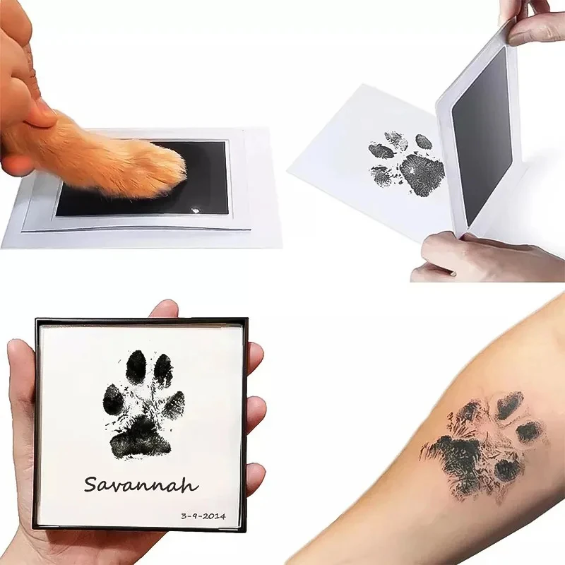 

Cat Dog Paw Print Ink Kit Pad Safe Non-toxic Dog Footprints Newborn Shower Handprint Easy Diy Clean Touch Inkless Pet Souvenir