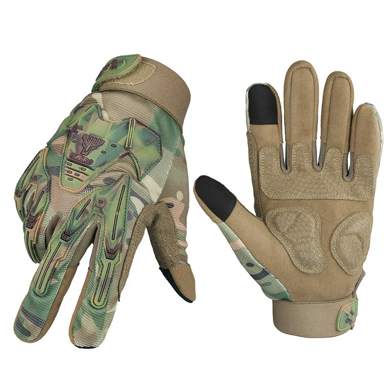 

Outdoor Sports Green Camouflage Full Finger Touch Screen Gloves High Quality Men Soft Silicone Protective Cycling Shooting Glove