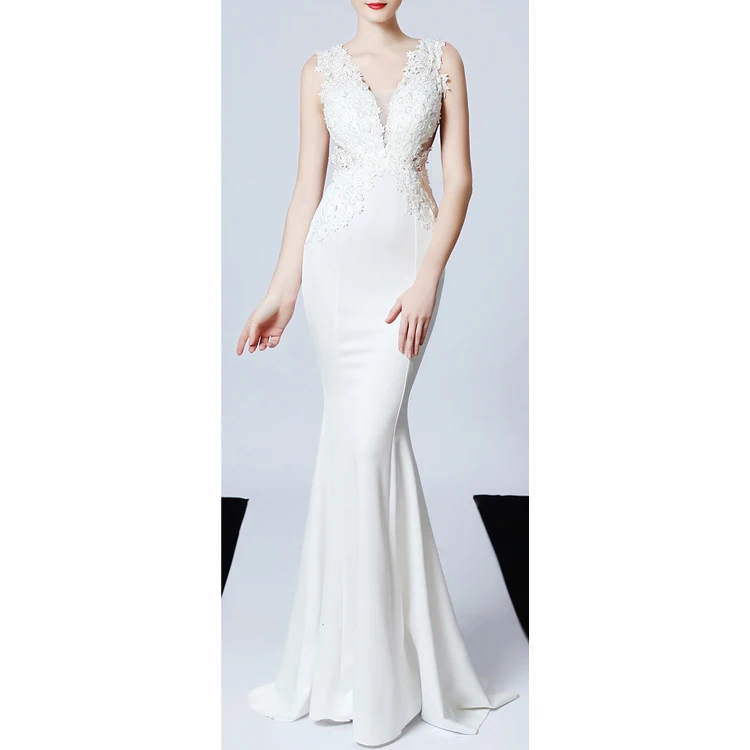 

2021 Woman Clothes White Straps Applique Wedding Dress Wedding Robe