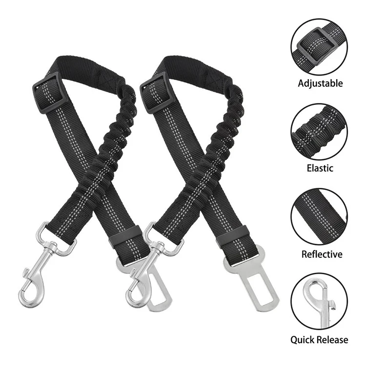 

Bungee Dog Leash with Highly Reflective Threads and Bungee Buffer Dog Leash with Durable Retractable Dog Car Seat Belt