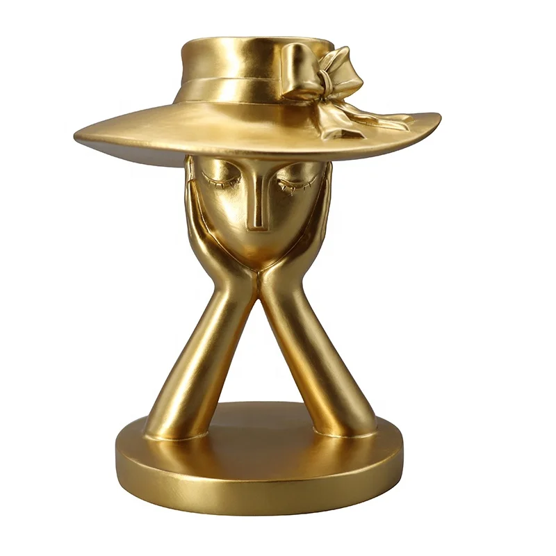 

Factory wholesale lady head vase Abstract face resin vase Desktop Face Planter Vase Home Decorations for hotel Resin craft