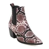 Fashion snake & fish scale print pointed toe ladies block heel shoes ankle boots women