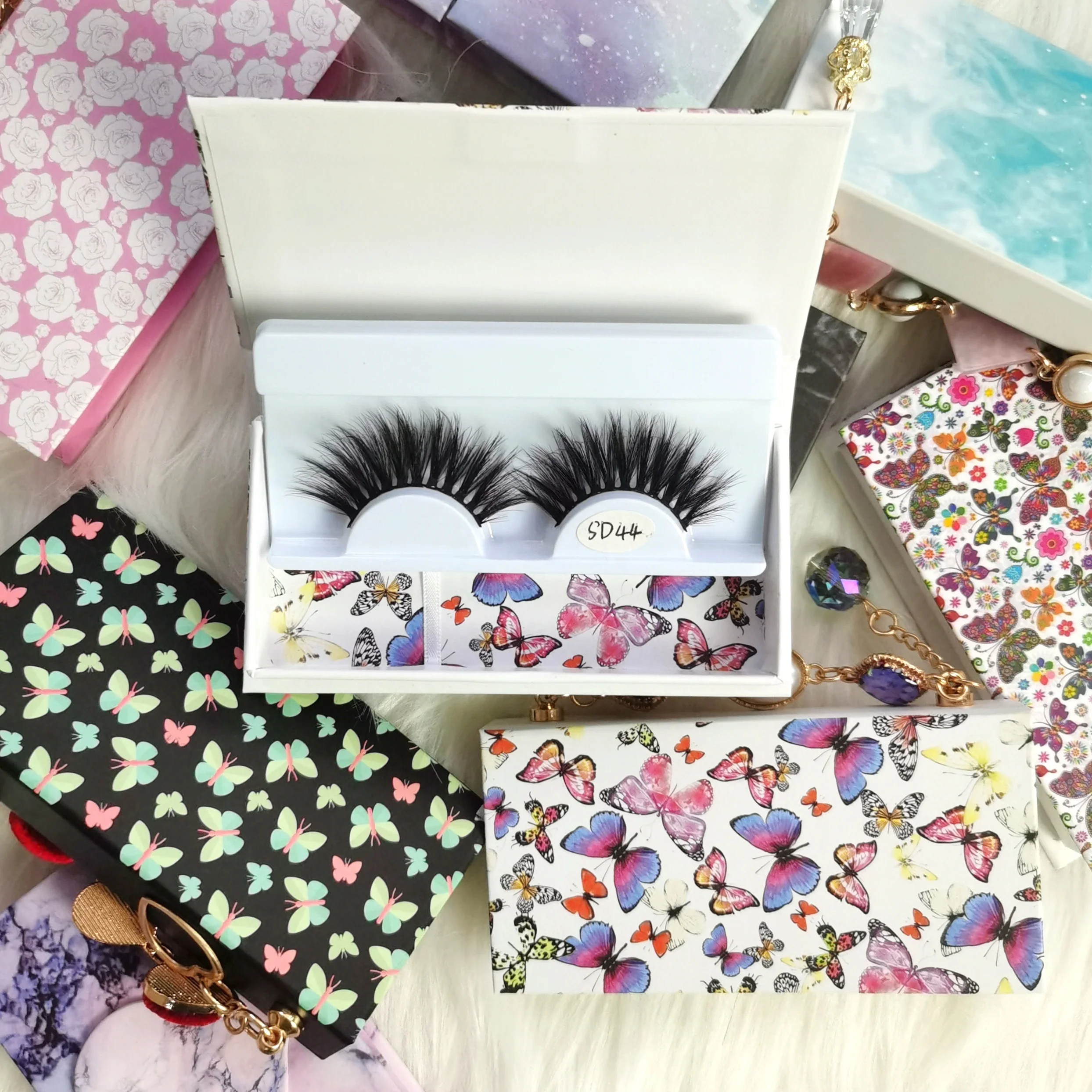 

High Quality Natural 3d Vegan Faux Mink Lashes Custom Lashbox Packaging, Natural black