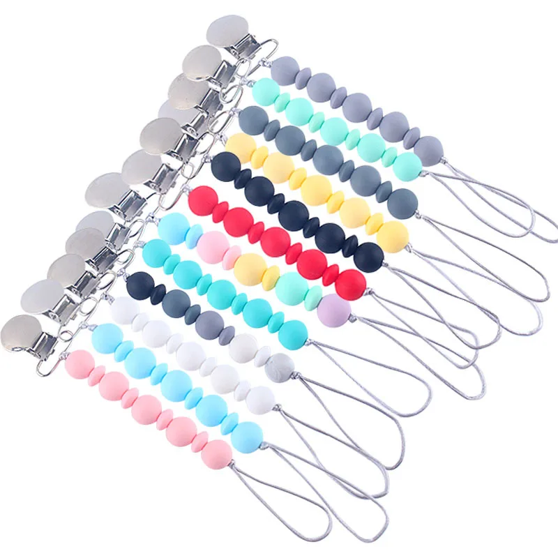 

Non-toxic Pacifier Chain Clip Chewable Safe Silicone Beads Infant Nipple Holder Baby Teething Toy