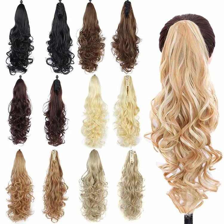 

Tanny 24incheslong Curly Grip Ponytail Big Wave Realistic Ponytail Wig Synthetic Hair Extension