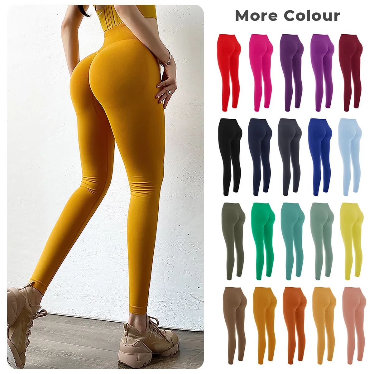

2021 Women mujer Nylon Spandex Squat Proof Scrunch butt push up fitness leggins gym leggings workout tights Seamless Yoga Pants, As pictures