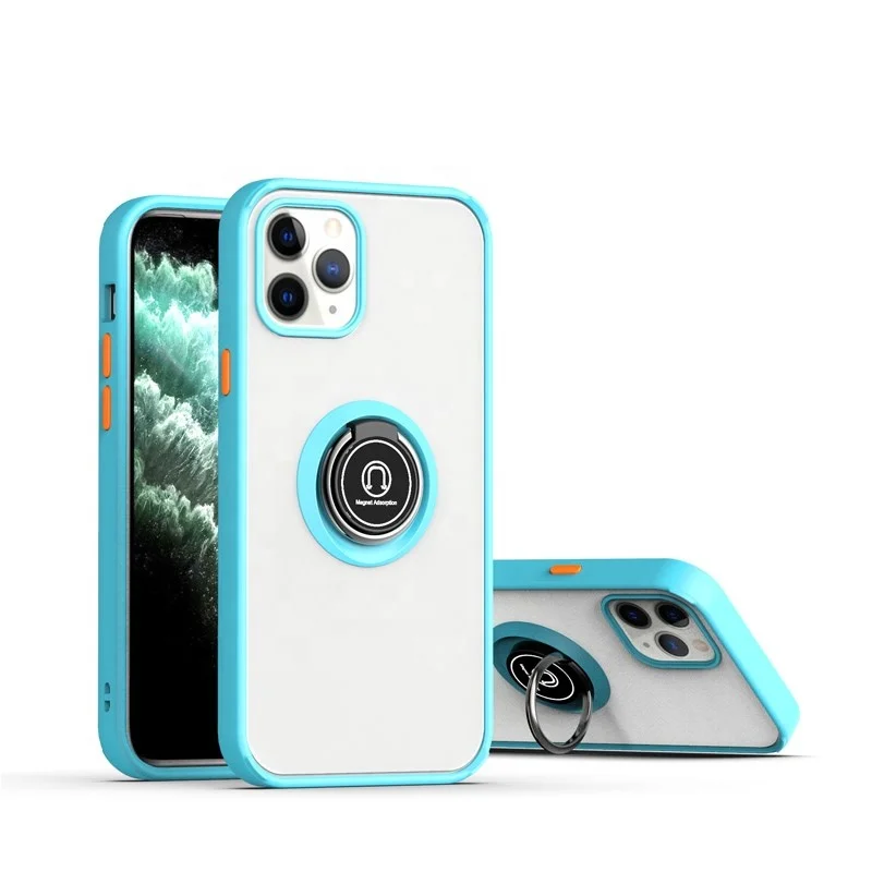 

360 Rotation Ring Holder Transparent Clear Back Mobile Phone Cover PC TPU Bumper Phone Case For Iphone 12 Pro Max Iphone 13/Pro