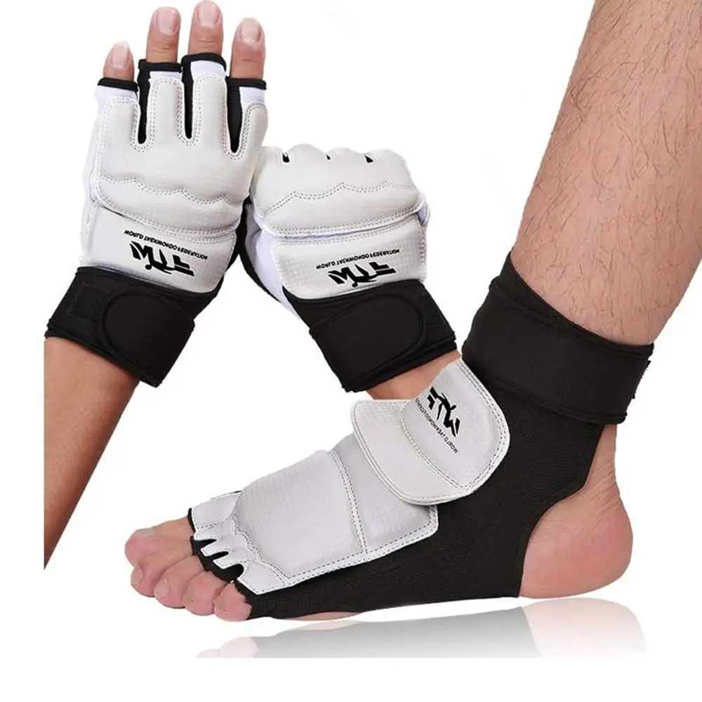 

Taekwondo Gloves Adults Kids Sparring Hand Palm Foot Protector Wrestle Cycling Boxing Gloves Karate Combat Clothes Socks, White