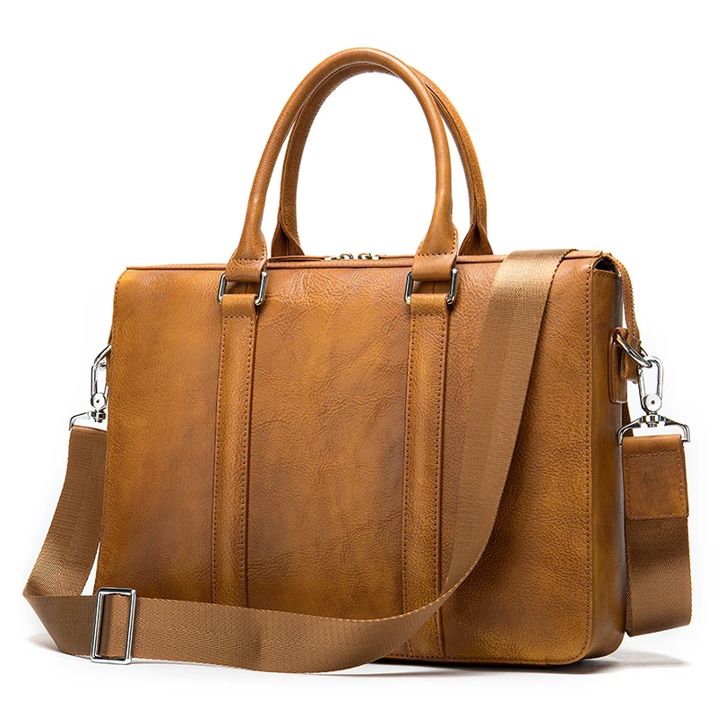 

Amazon hot selling vintage fashion large capacity briefcase customized genuine leather men office work bags for men
