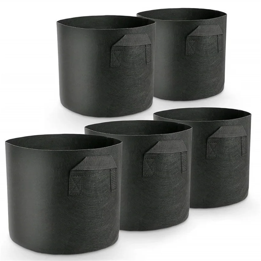 

Non Woven Fabric Grow Bag Pots 5 Pack 3 5 7 10 15 20 Gallon 300G Weight Fabric Garden Pots Felt Plant Grow Bags, Black,green or others