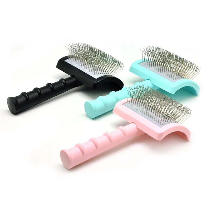 

New Brilliare Self-cleaning Slicker and Pin Dog Retriever Brush Plastic Extra Long Pins Free Stainle for Dogs Large Long Hair, Pink/ blue/black