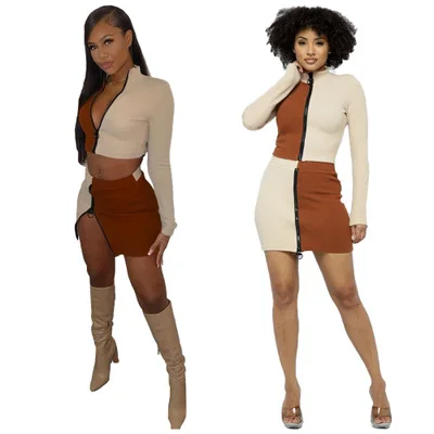 

B35495A 2020 Fall winter New fashion women two piece casual dress, Shown