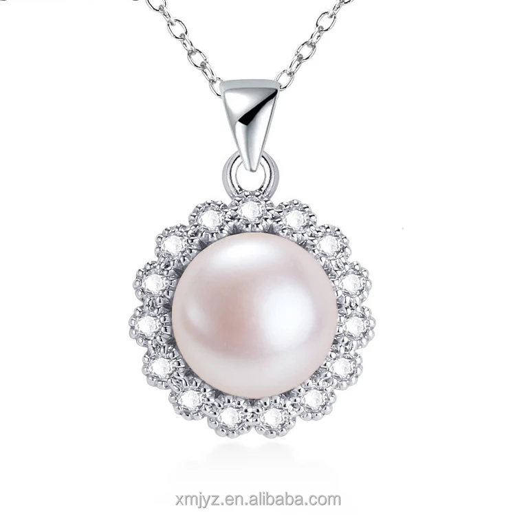 

Certified 11-12Mm Freshwater Pearl Pendant Necklace Round Copper Plated Gold Jewelry Gift Live Base Supply Ins