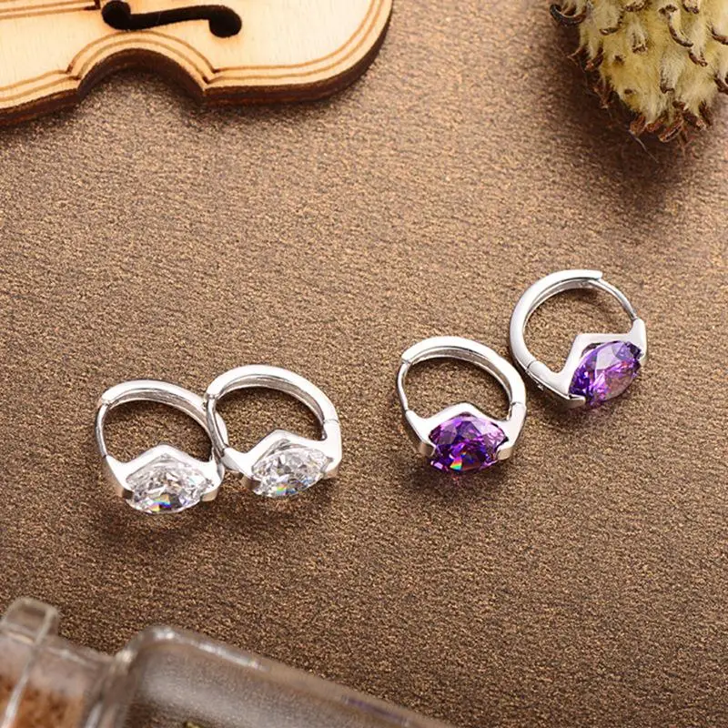 

Fine Jewelry 100% 925 Sterling Silver Shine Single Row Zircon Earring Clip