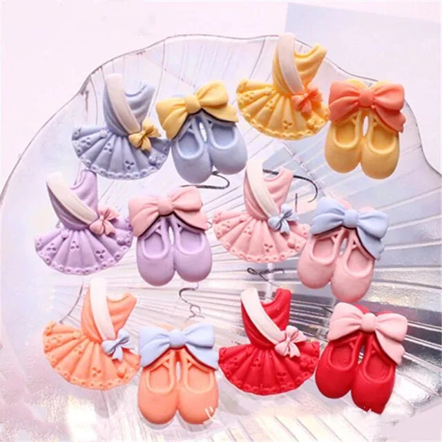 

Colorful Resin Flatback Kawaii Ballet Dancing Shoes Dress Cabochons Ribbon Knot Bow Miniature Art DIY Hair Clip/Craft Decoration