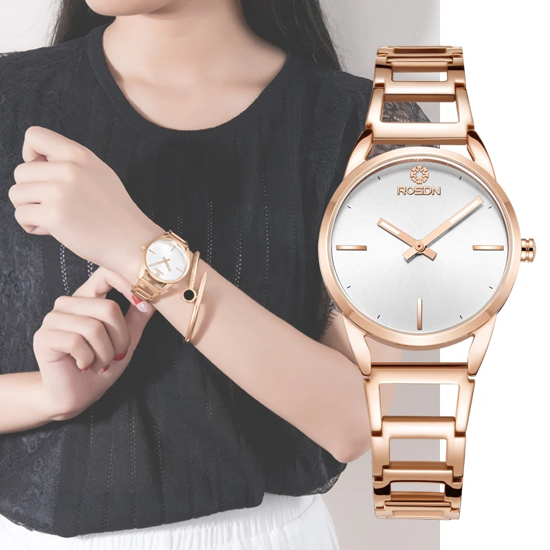 

Women's Fashion Minimalist Ultra Thin Watches Simple Women Business Stainless Steel Hollow Strap Quartz Watch