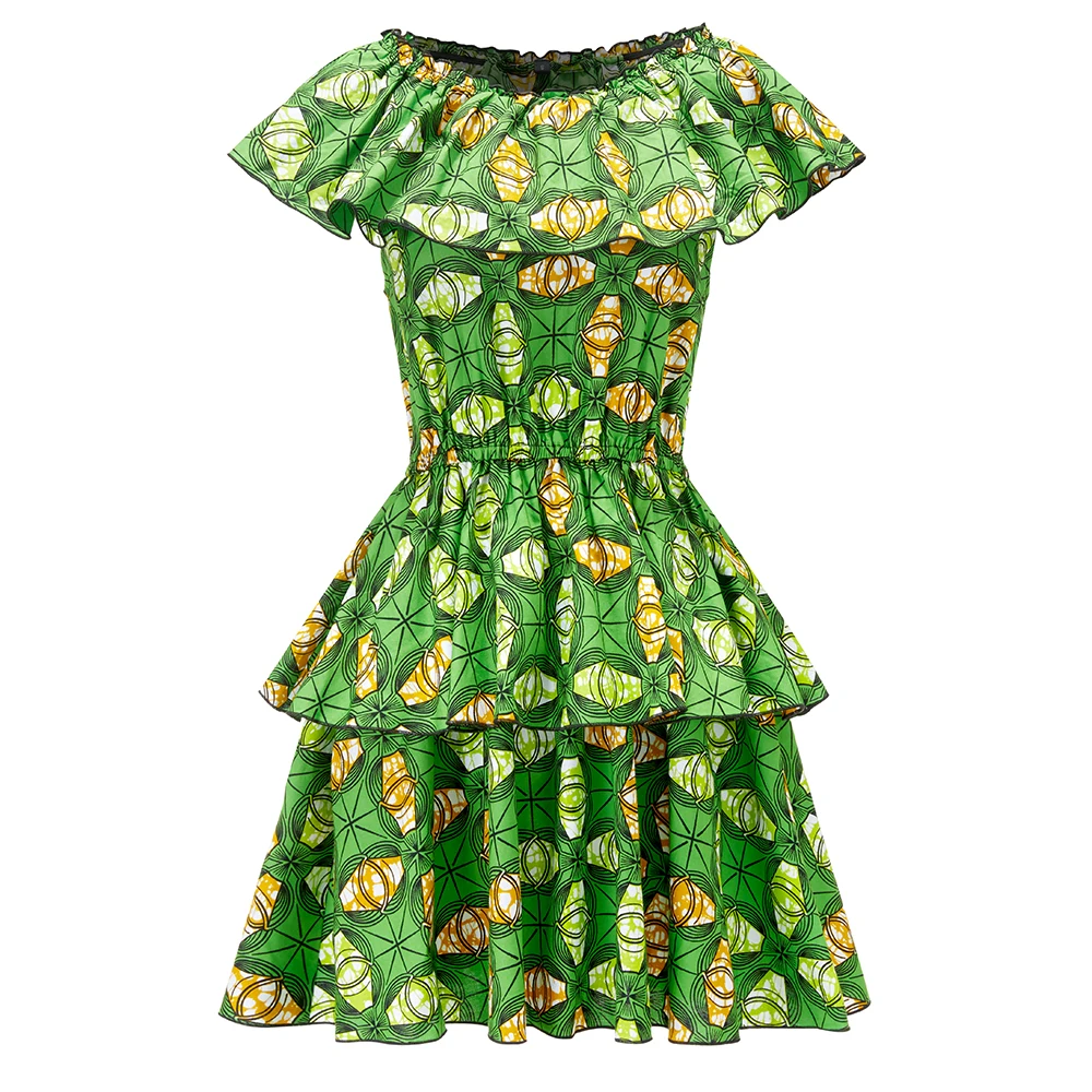 

2021 African Wholesale Plus Size African Floral Printed Midi Dresses For Women, Customized color