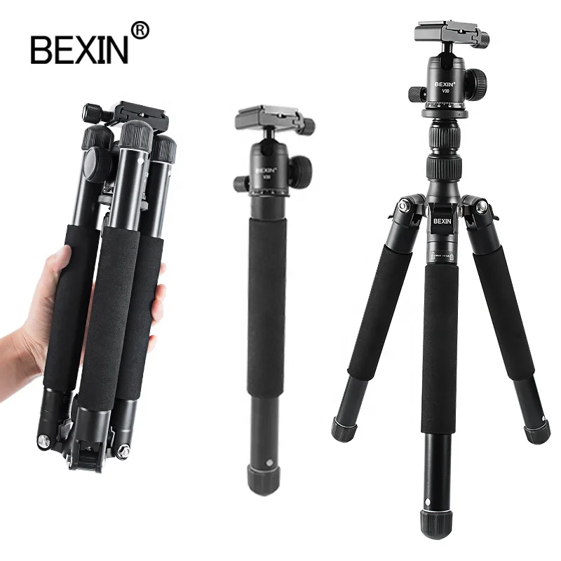 

BEXIN Foldable Tripod Aluminum Professional Portable Travel Outdoor Camera Tripod Bracket with PTZ Suitable for SLR DigitalCamer