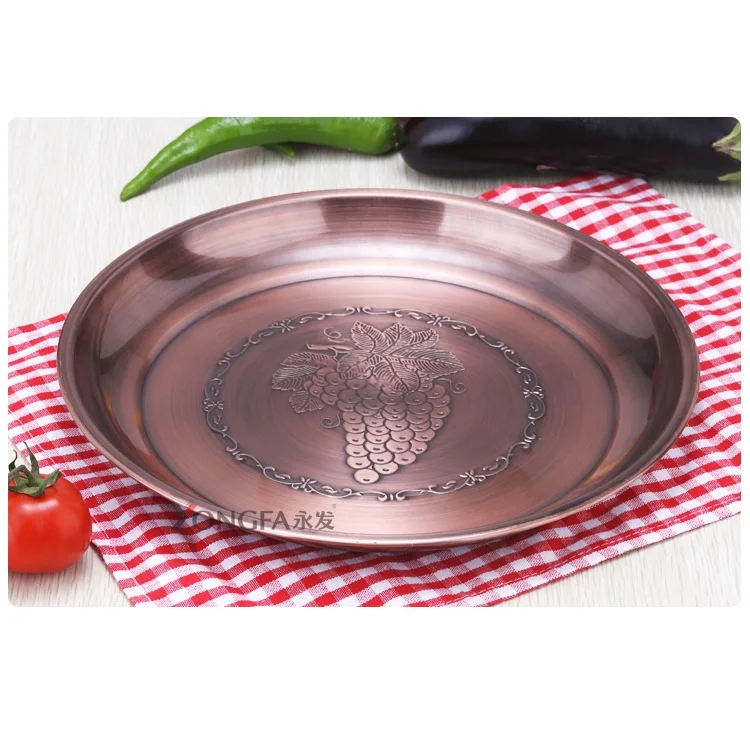 

YongFa Copper Tray Dinner Charger Plate Dish Grape Dishes Stainless Steel Charger Plate For Wedding