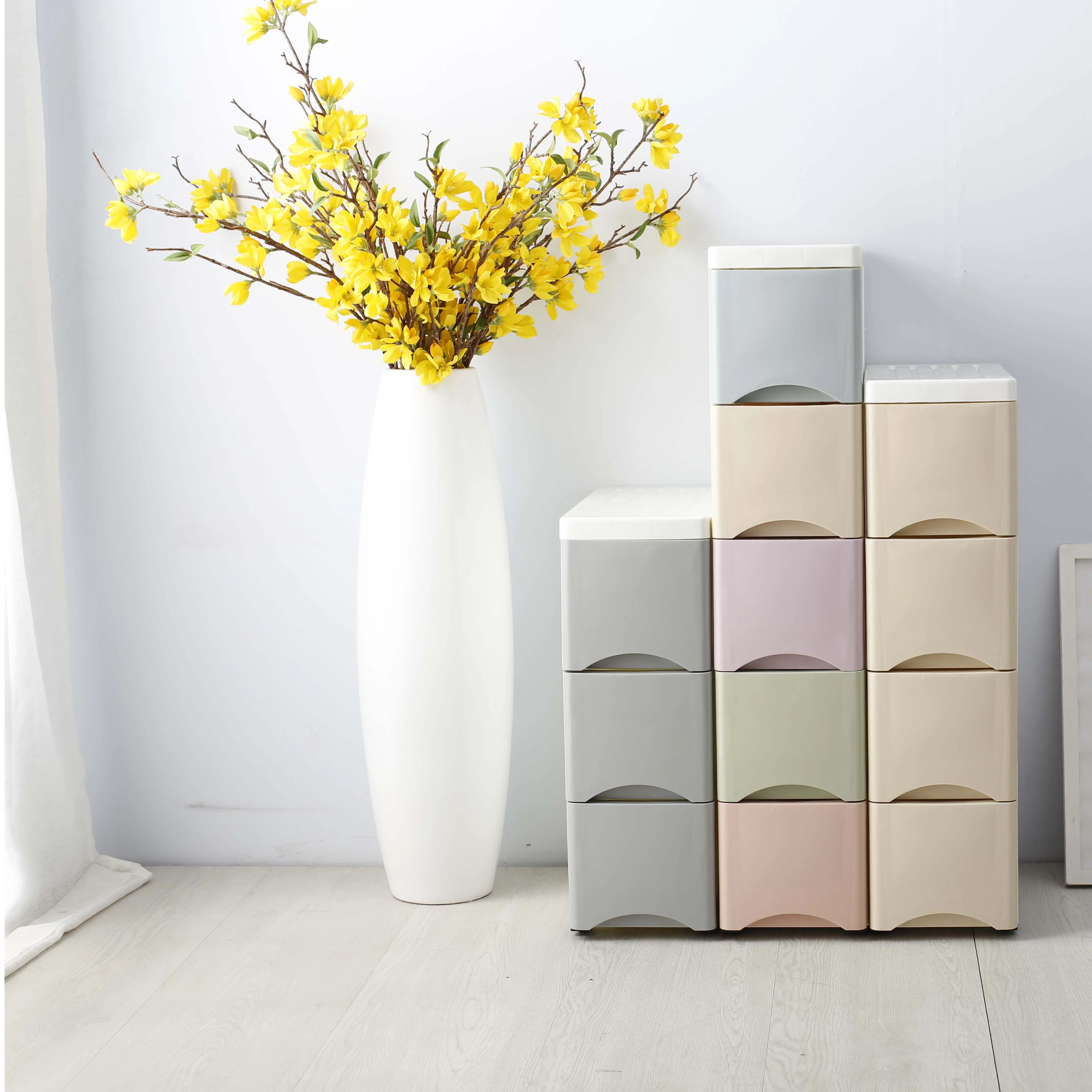 

Narrow Slim Small Kitchen Cabinet Pull Out storage Drawer Organizer Baby Plastic Cupboard, Photo shows