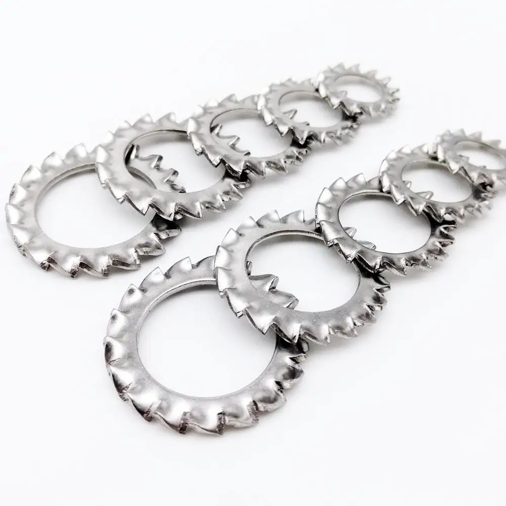 50/100Pcs DIN6798A M2.5 M3 M4 M5 M6 M8 M10 304 Stainless Steel Washers External Toothed Gasket Serrated Lock Washer 051 - 100PCS Inner Diameter:M2.5 Mercury_Group Fasteners 