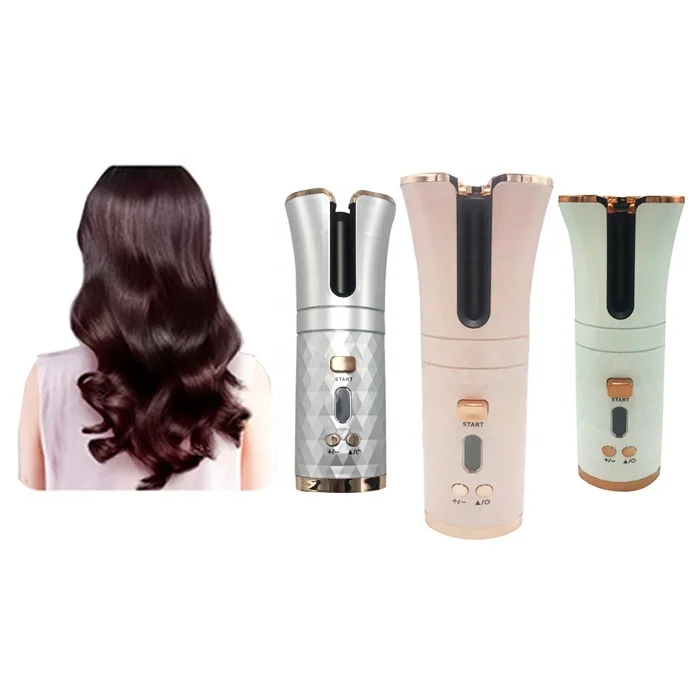 

Fast-heating ceramic usb hair curlers automatic curling iron lcd usb rechargeable lcd display portable hair curler, Silver gray, pink,white