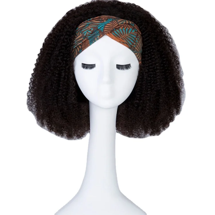 

shiping fast 360 afro kinky curly synthetic human hair headband wig