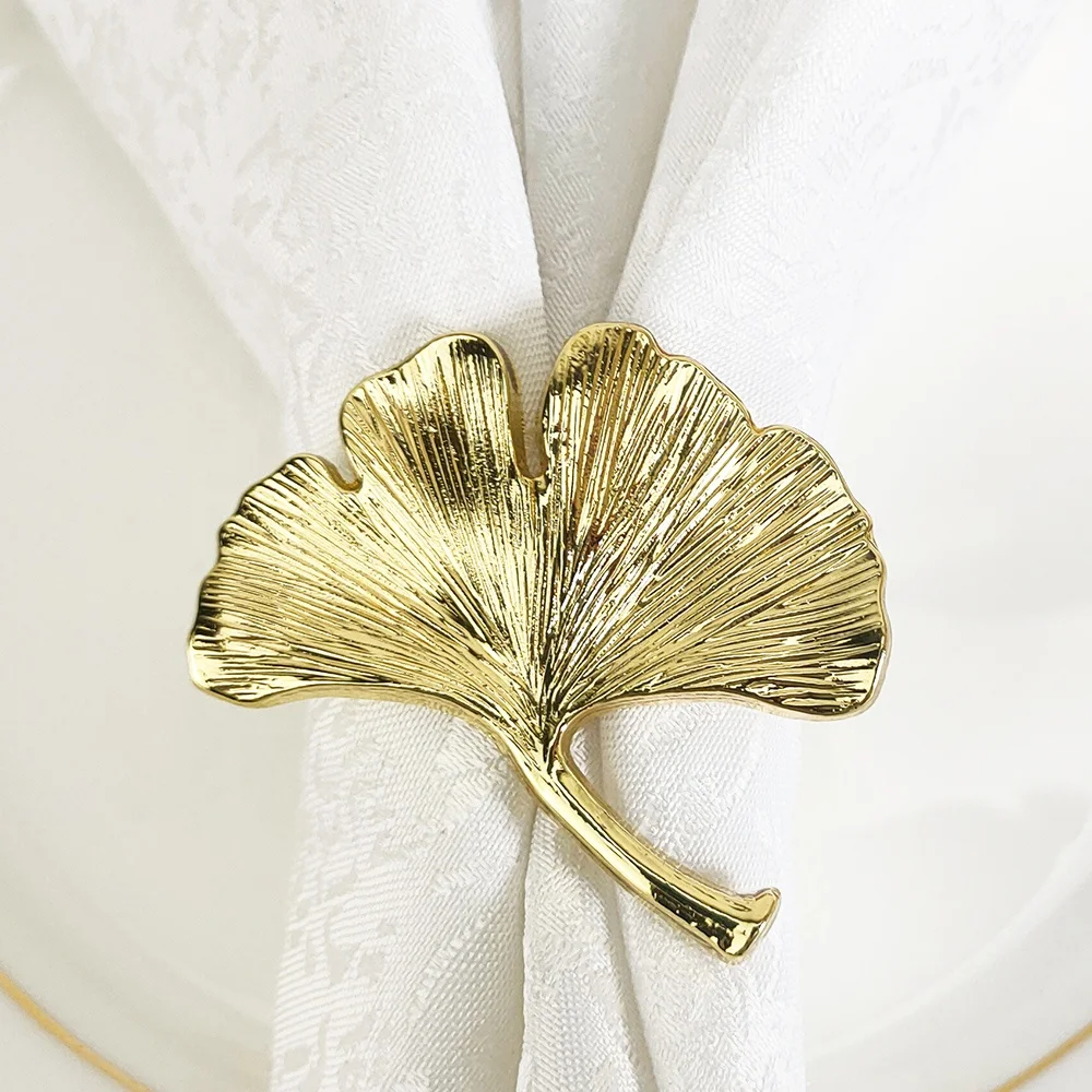 

Gold ginkgo leaf napkin ring serviette ring