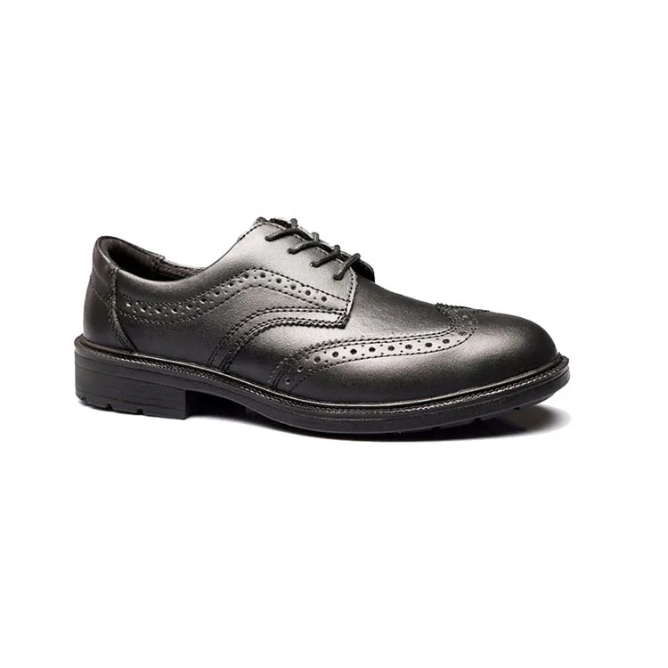 

Fashion business men black split buffalo leather executive formal safety shoes